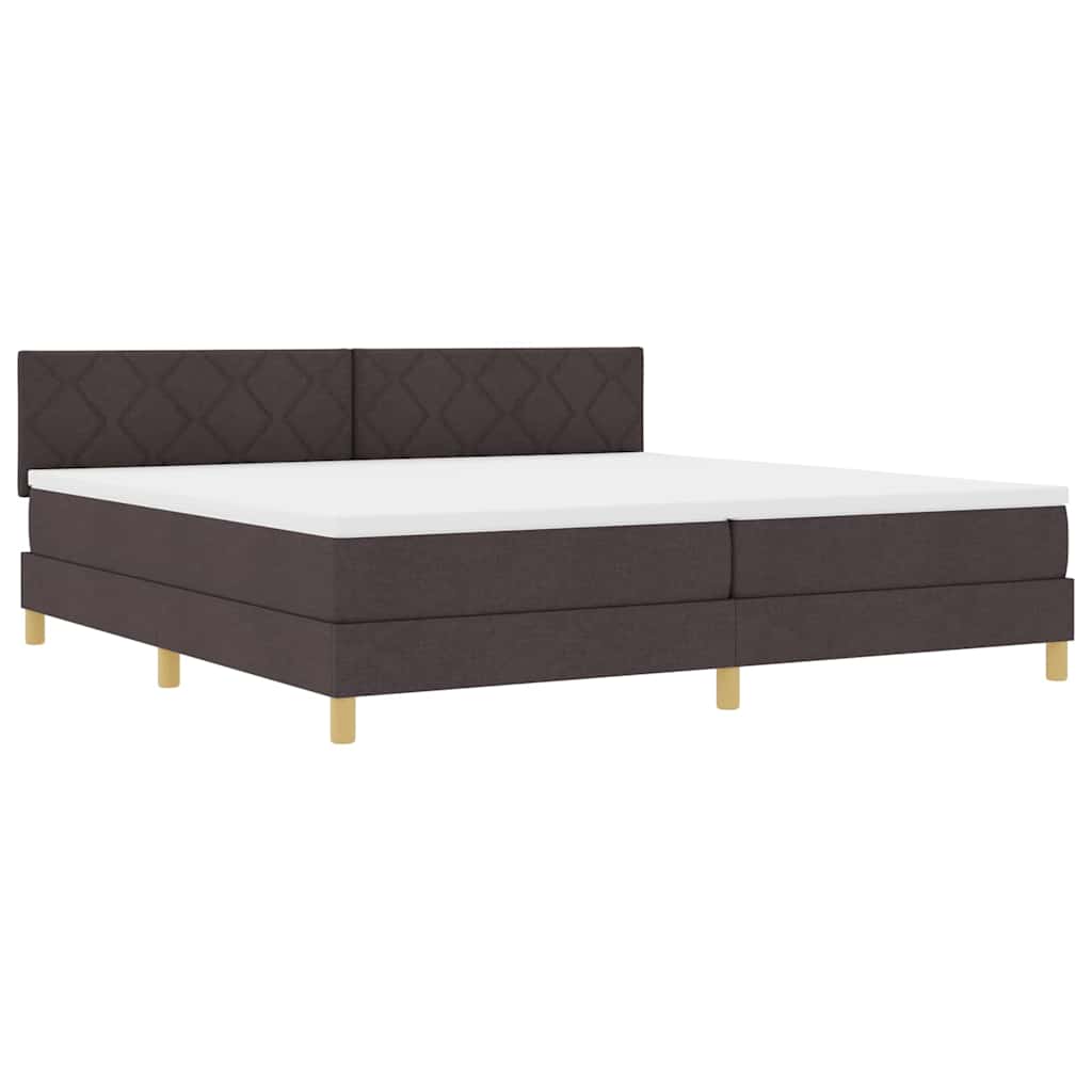 Lit boxspring avec matelas Marron foncé 200 x 200 cm tissu - XIOS