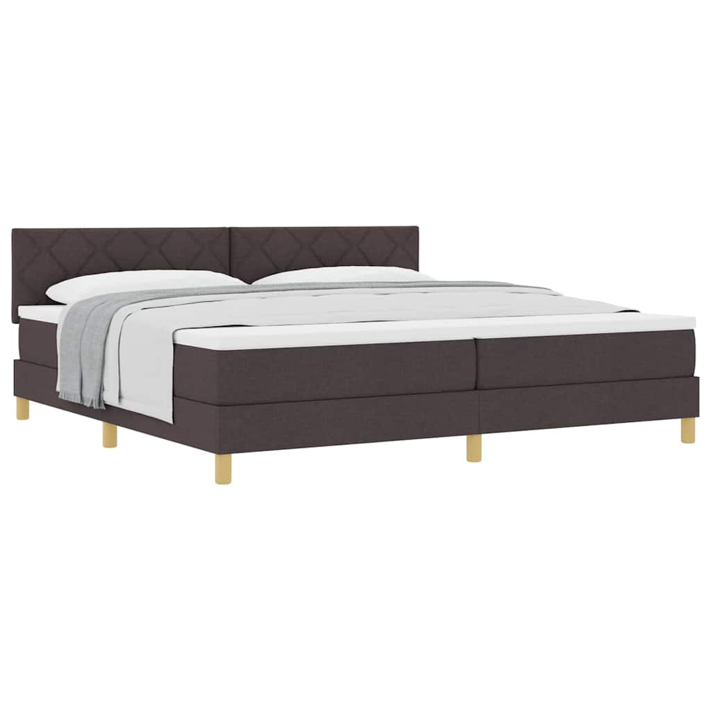 Lit boxspring avec matelas Marron foncé 200 x 200 cm tissu - XIOS