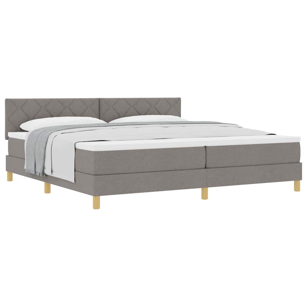 Lit boxspring avec matelas Taupe 200 x 200 cm tissu - XIOS