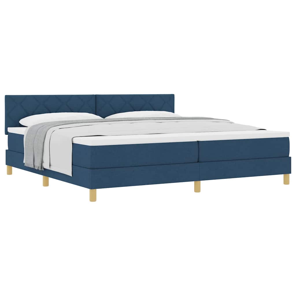 Lit boxspring avec matelas avec matelas Bleu 200 x 200 cm tissu - XIOS