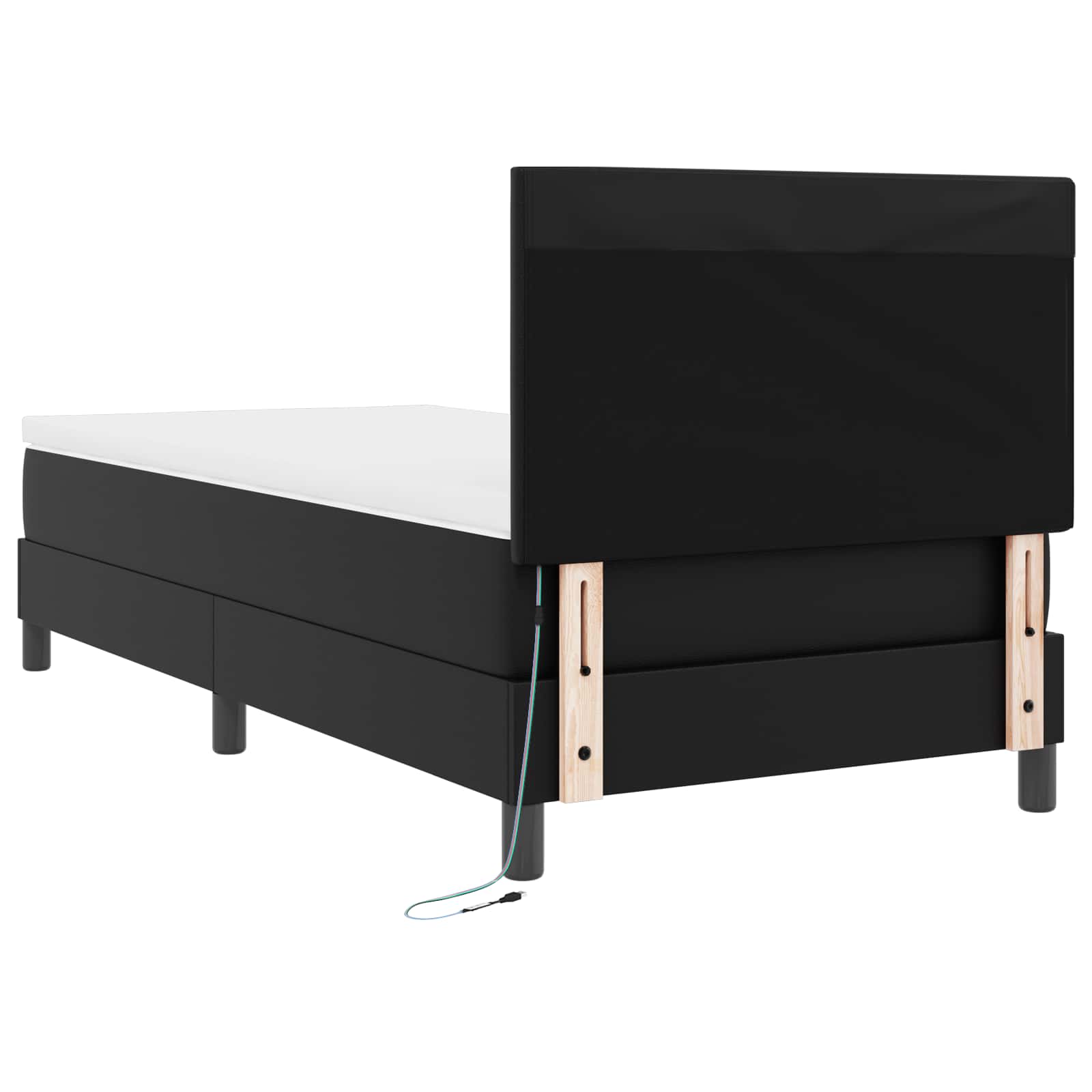 Lit à ressorts avec bandes LED Noir 90 x 190 cm Simili cuir