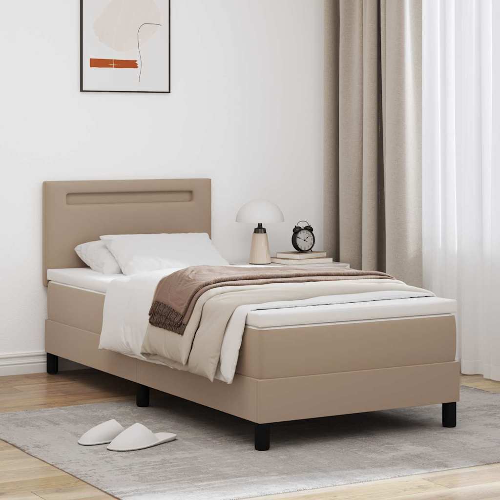 Cadre de lit avec matelas Cappuccino 90 x 200 cm Faux cuir - XIOS