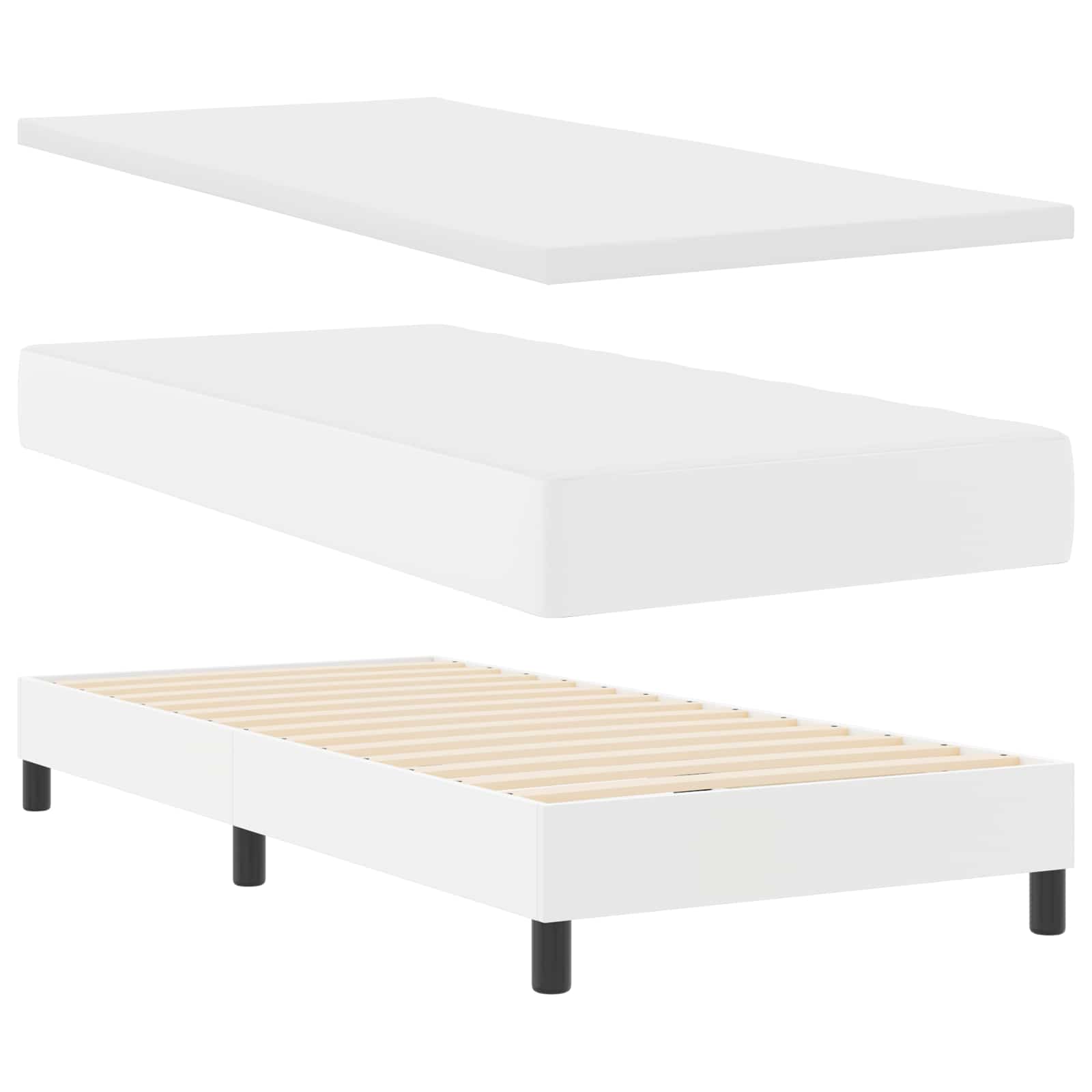 Lit à ressorts avec matelas Blanc 100 x 200 cm Simili cuir - XIOS
