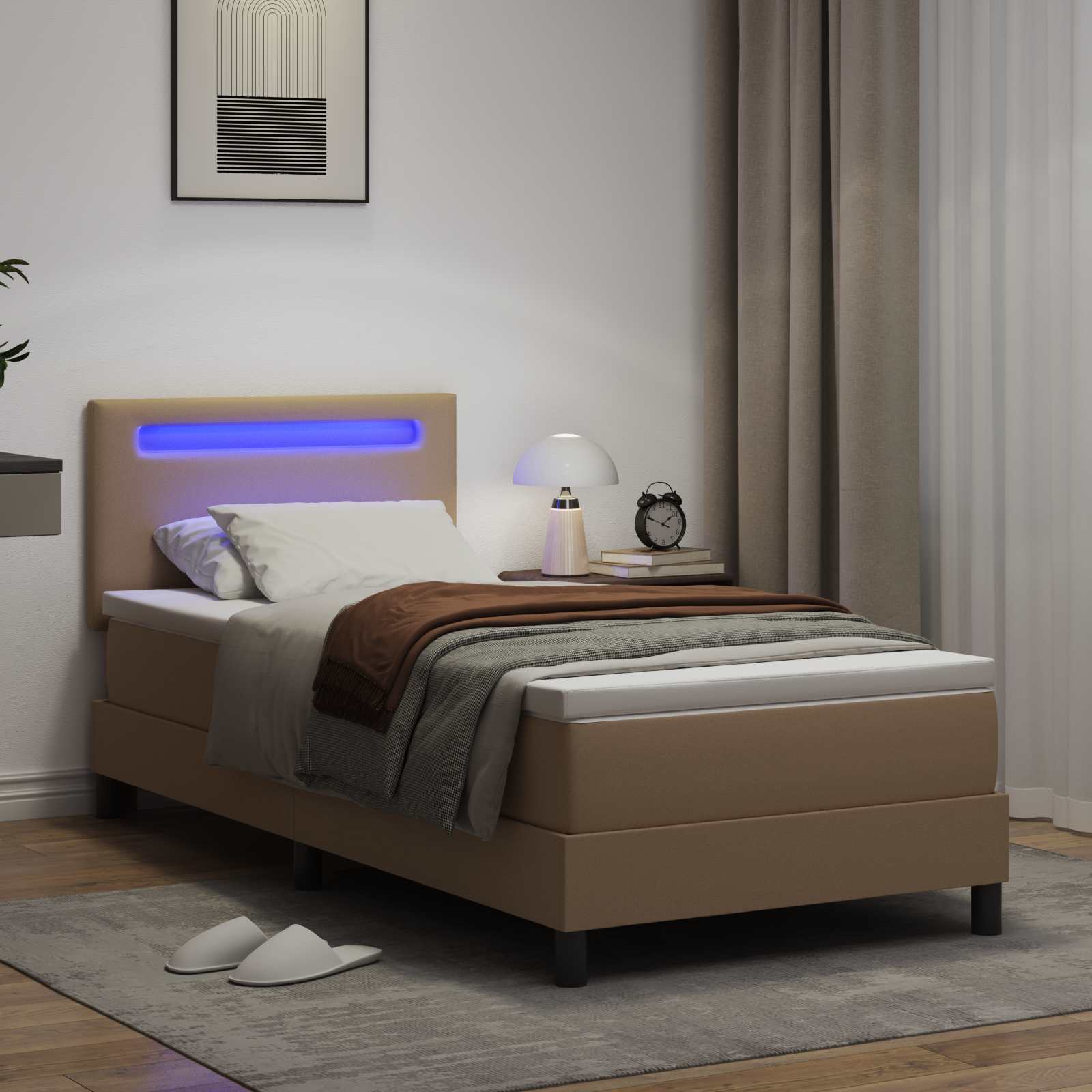 Lit à ressorts avec matelas Cappuccino 100 x 200 cm Simili cuir - XIOS