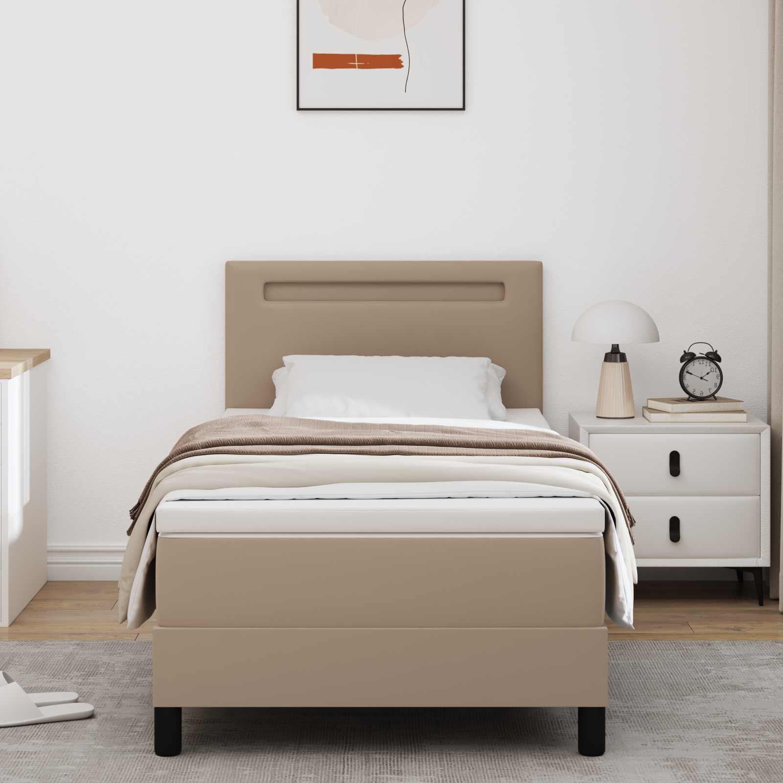 Lit à ressorts avec matelas Cappuccino 100 x 200 cm Simili cuir - XIOS