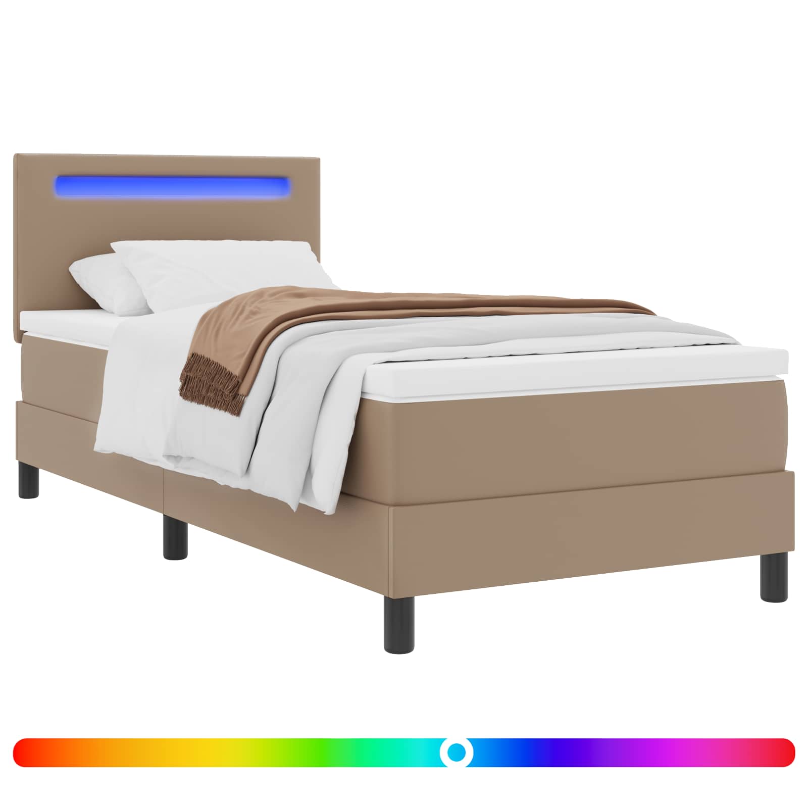 Lit à ressorts avec matelas Cappuccino 100 x 200 cm Simili cuir - XIOS