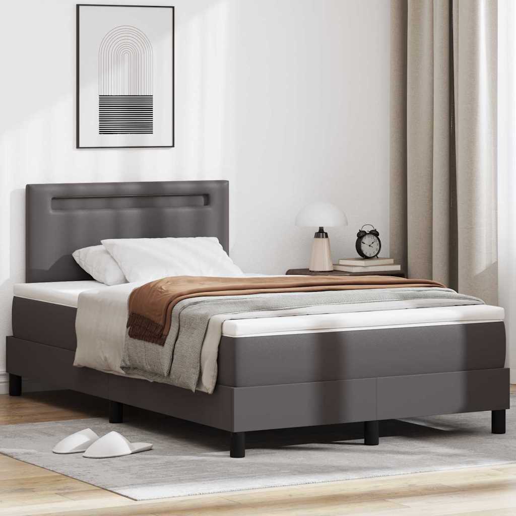 Cadre de lit avec matelas Gris 120 x 190 cm Faux cuir - XIOS
