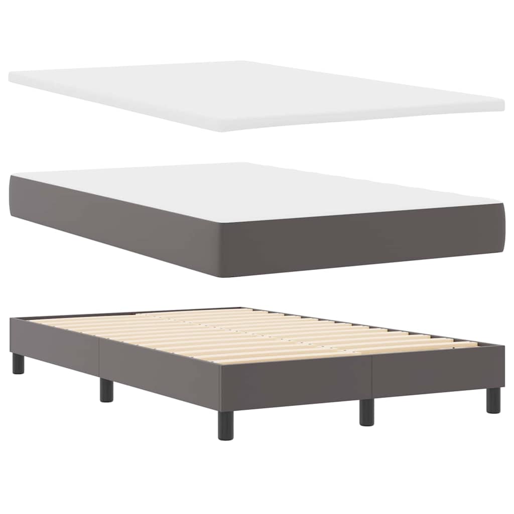 Cadre de lit avec matelas Gris 120 x 190 cm Faux cuir - XIOS