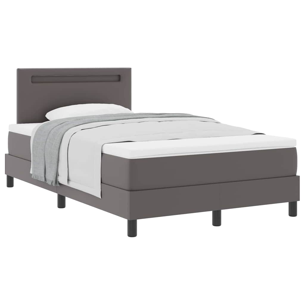 Cadre de lit avec matelas Gris 120 x 190 cm Faux cuir - XIOS