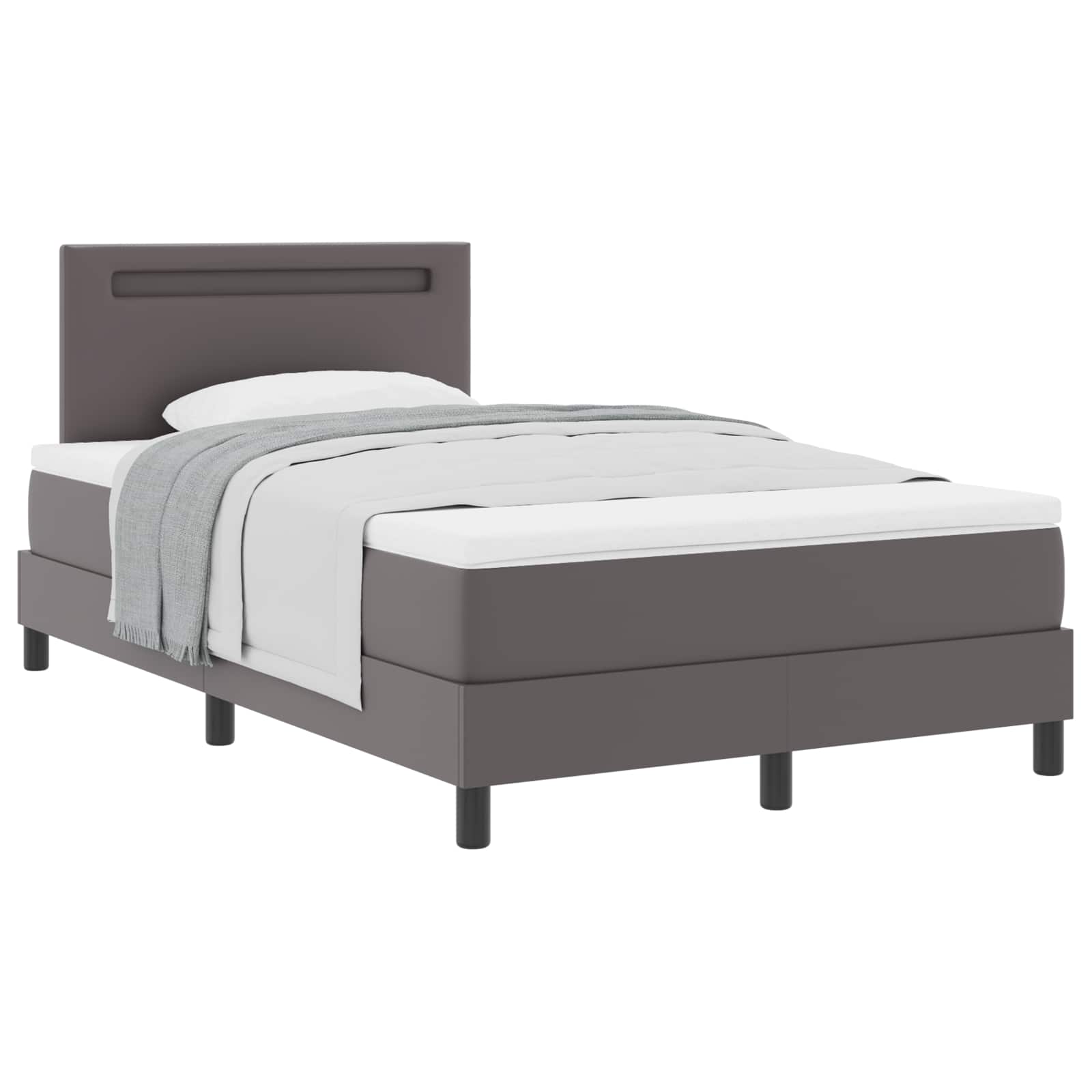 Lit à ressorts avec matelas Gris 120 x 190 cm Simili cuir