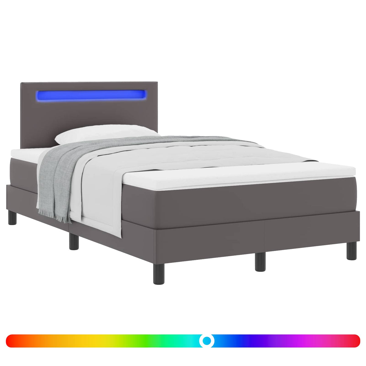 Lit à ressorts avec matelas Gris 120 x 200 cm Simili cuir