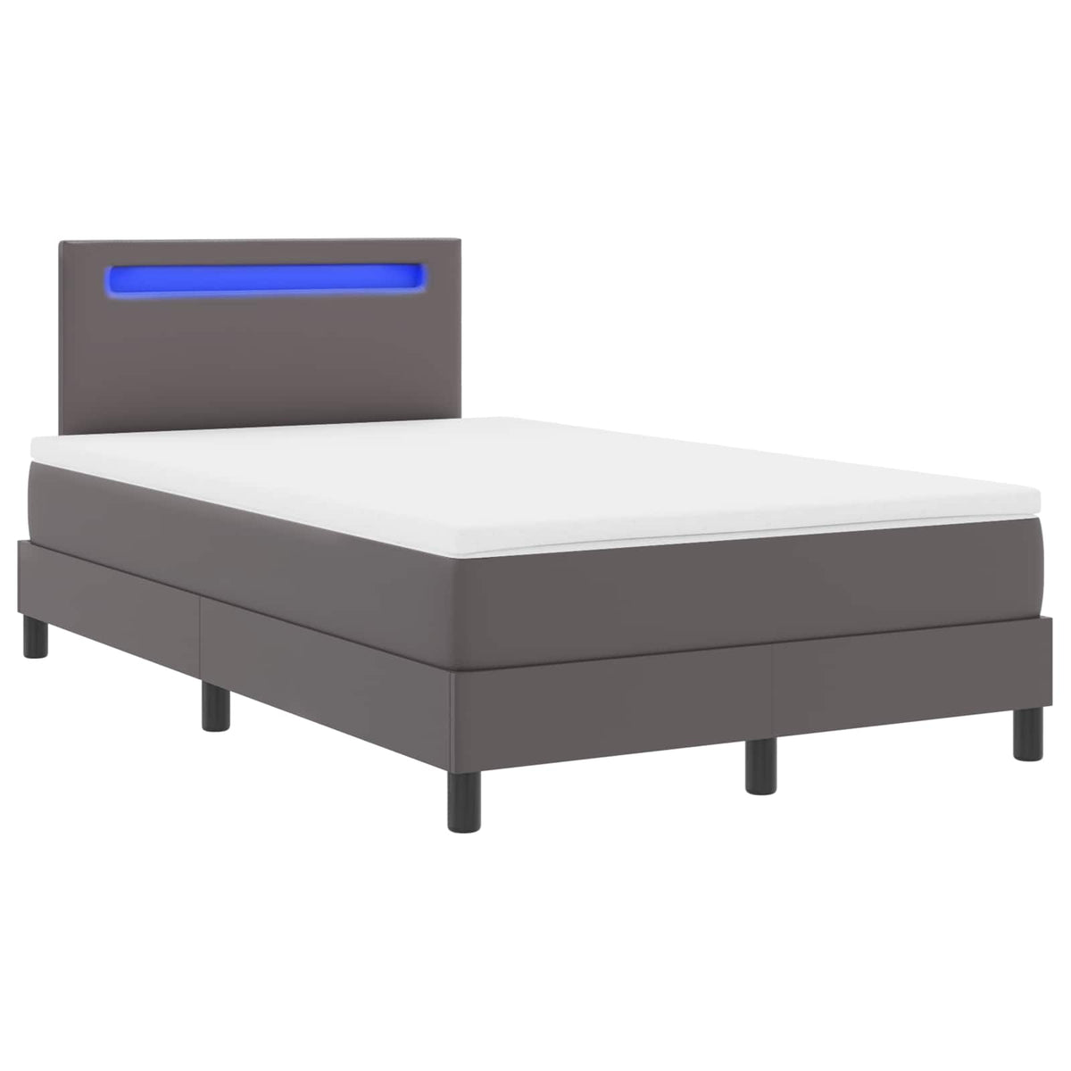 Lit à ressorts avec matelas Gris 120 x 200 cm Simili cuir
