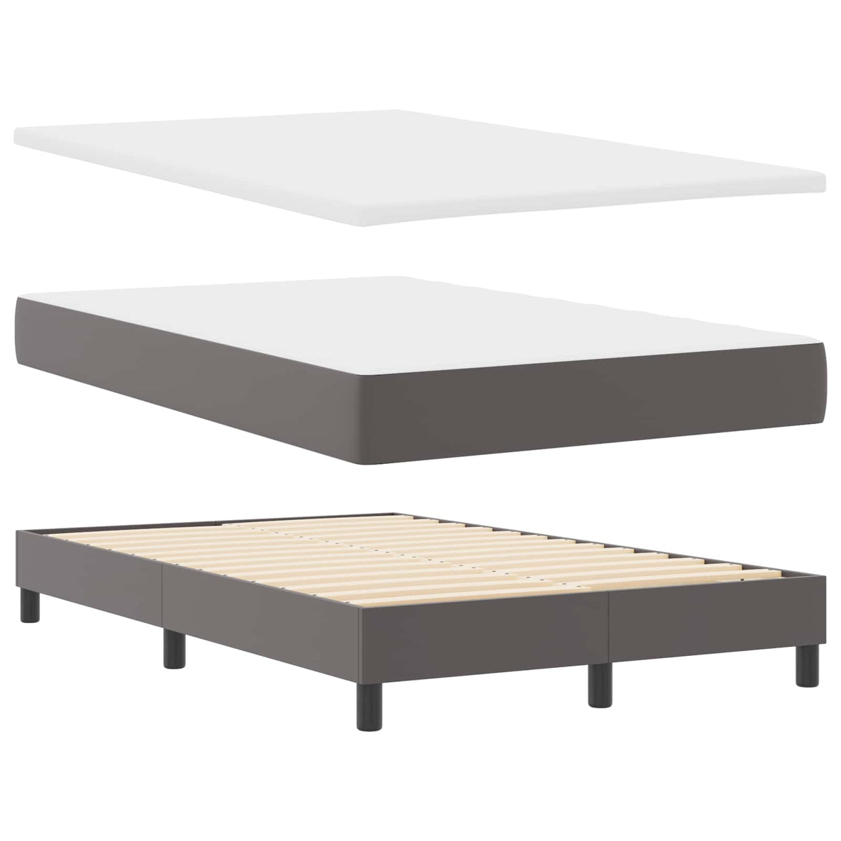 Lit à ressorts avec matelas Gris 120 x 200 cm Simili cuir