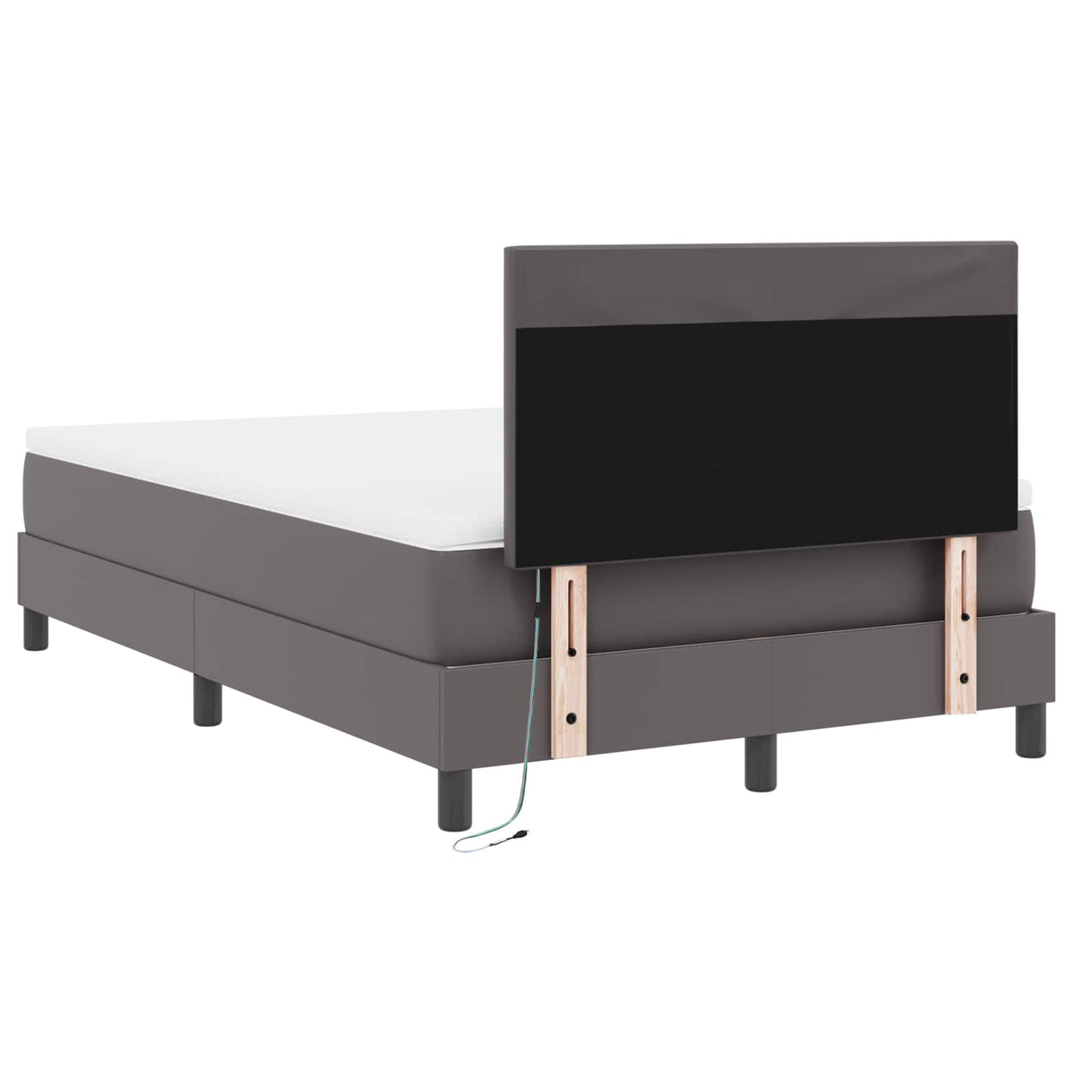 Lit à ressorts avec matelas Gris 120 x 200 cm Simili cuir