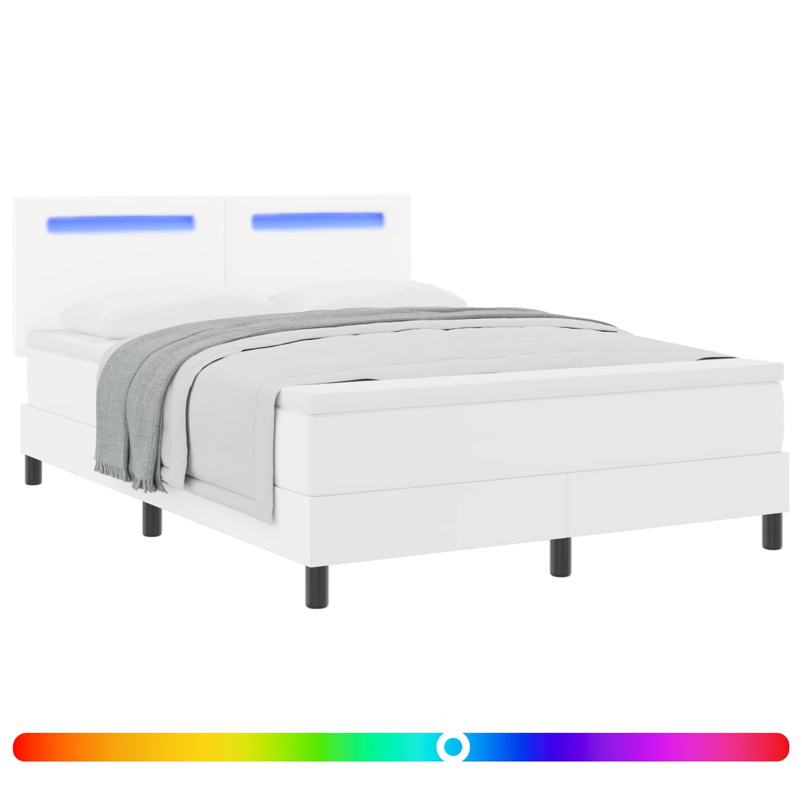 Lit à ressorts avec matelas Blanc 140 x 190 cm Simili cuir