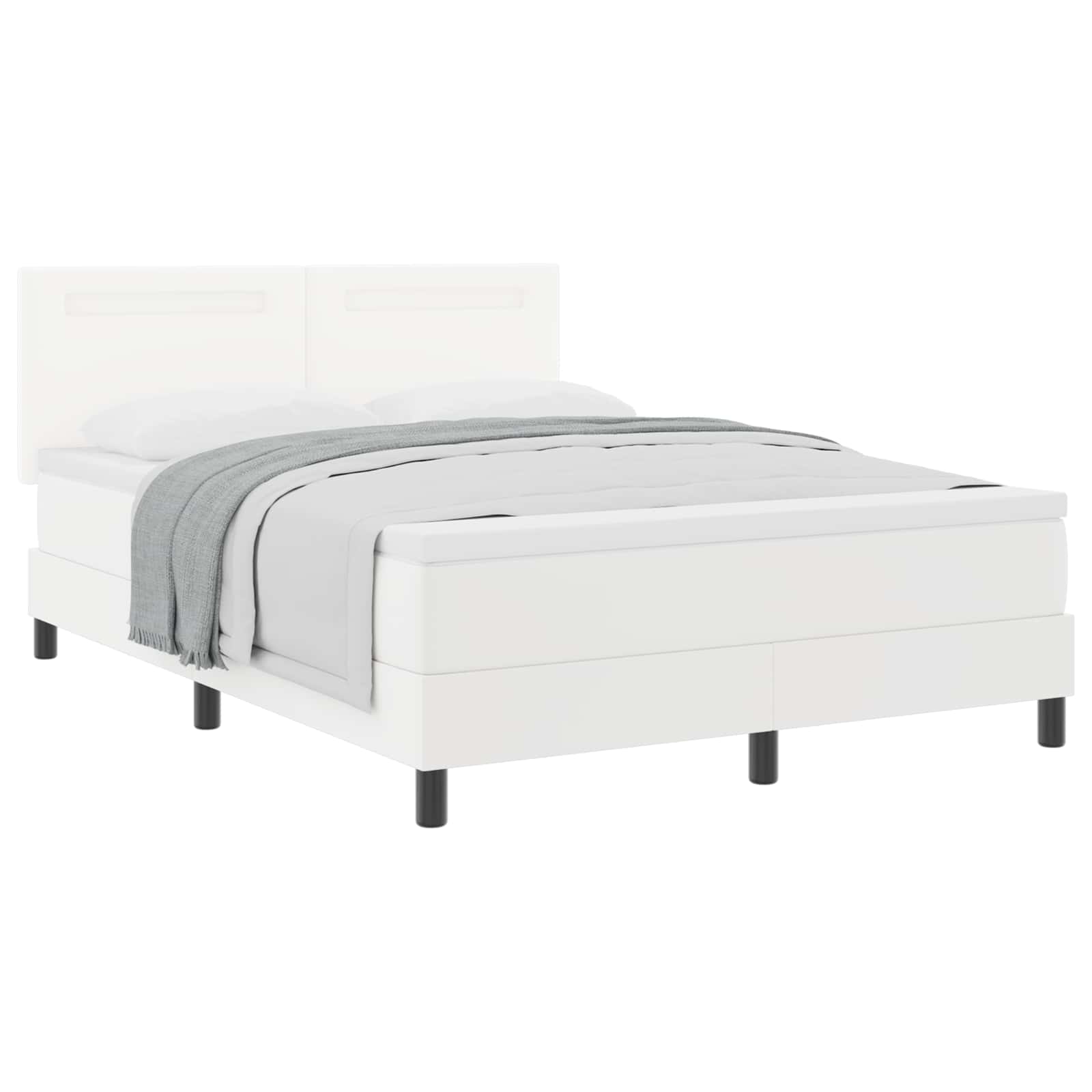 Lit à ressorts avec matelas Blanc 140 x 190 cm Simili cuir