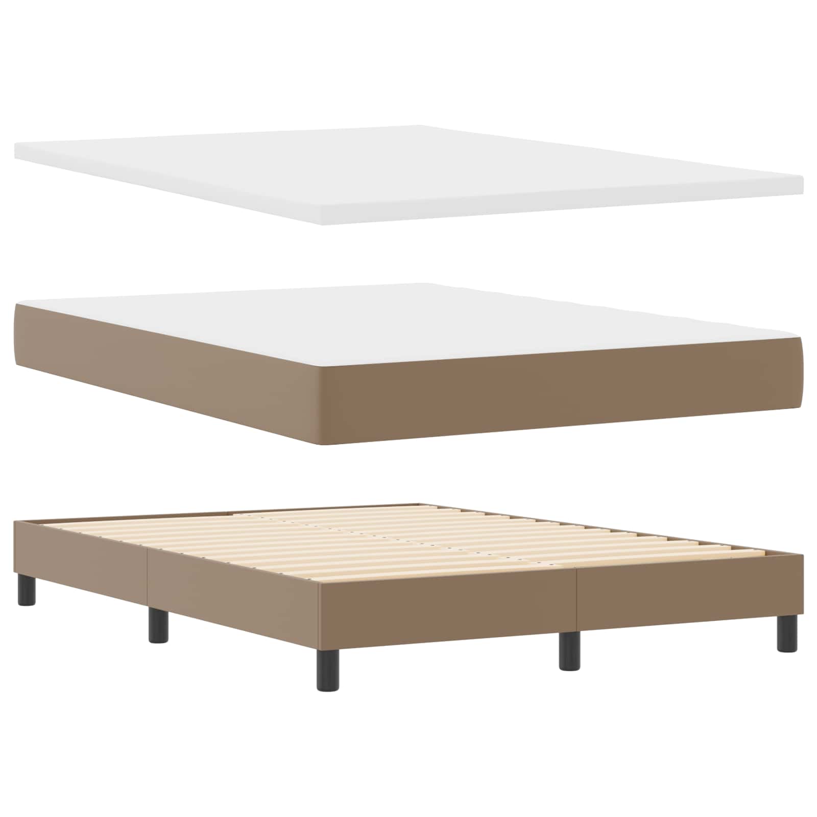 Lit à ressorts avec matelas Cappuccino 140 x 190 cm Simili cuir