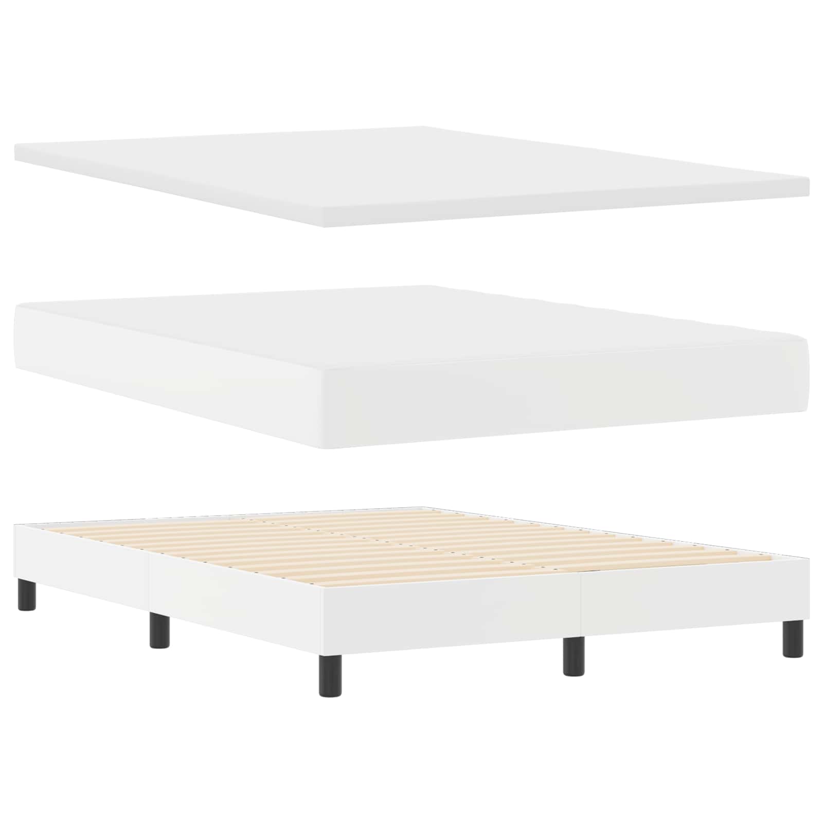 Lit à ressorts avec matelas Blanc 140 x 200 cm Simili cuir