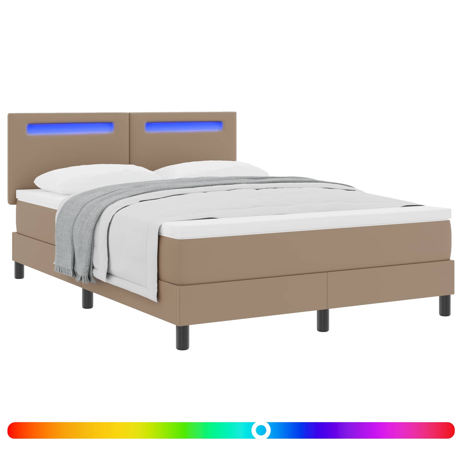 Lit à ressorts avec matelas Cappuccino 140 x 200 cm Simili cuir