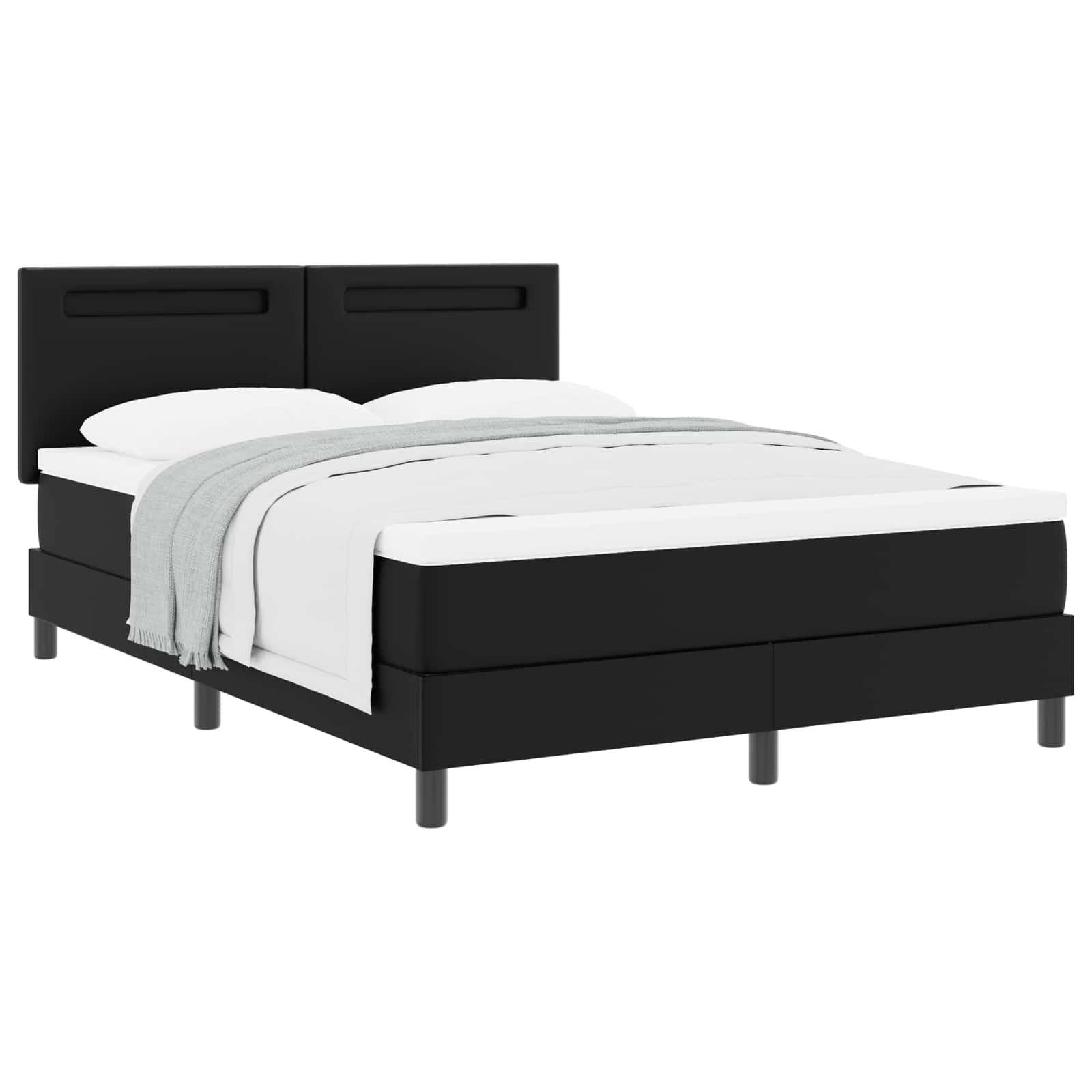 Lit à ressorts avec matelas Noir 160 x 200 cm Simili cuir