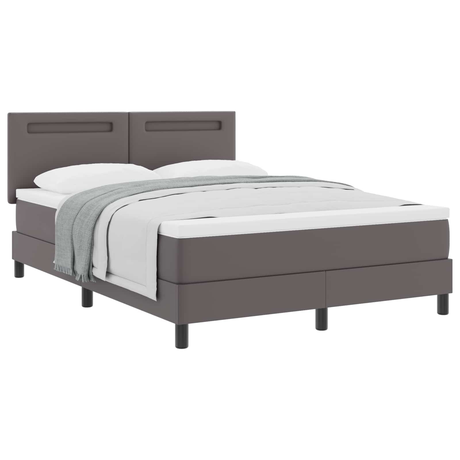 Lit à ressorts avec matelas Gris 160 x 200 cm Simili cuir