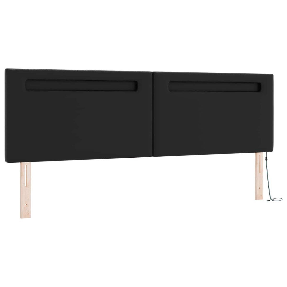 Lit à ressorts avec bandes LED Noir 180 x 200 cm Simili cuir