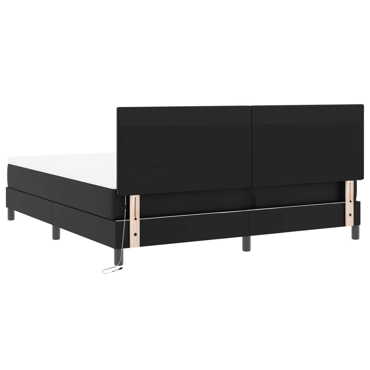 Lit à ressorts avec bandes LED Noir 180 x 200 cm Simili cuir