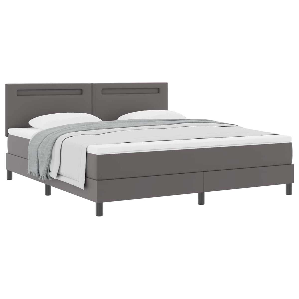 Lit à ressorts avec matelas Gris 180 x 200 cm Simili cuir