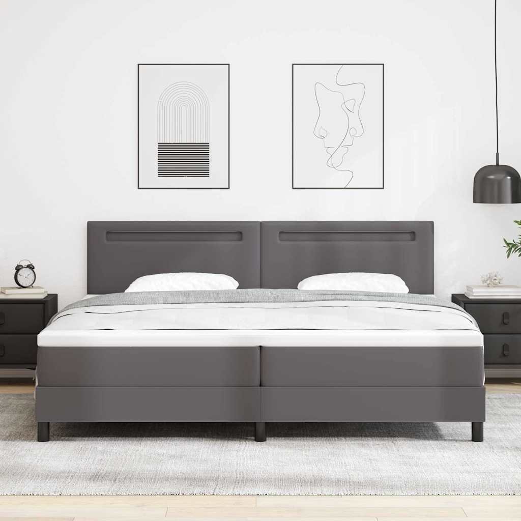 Cadre de lit avec matelas Gris 200 x 200 cm Faux cuir - XIOS