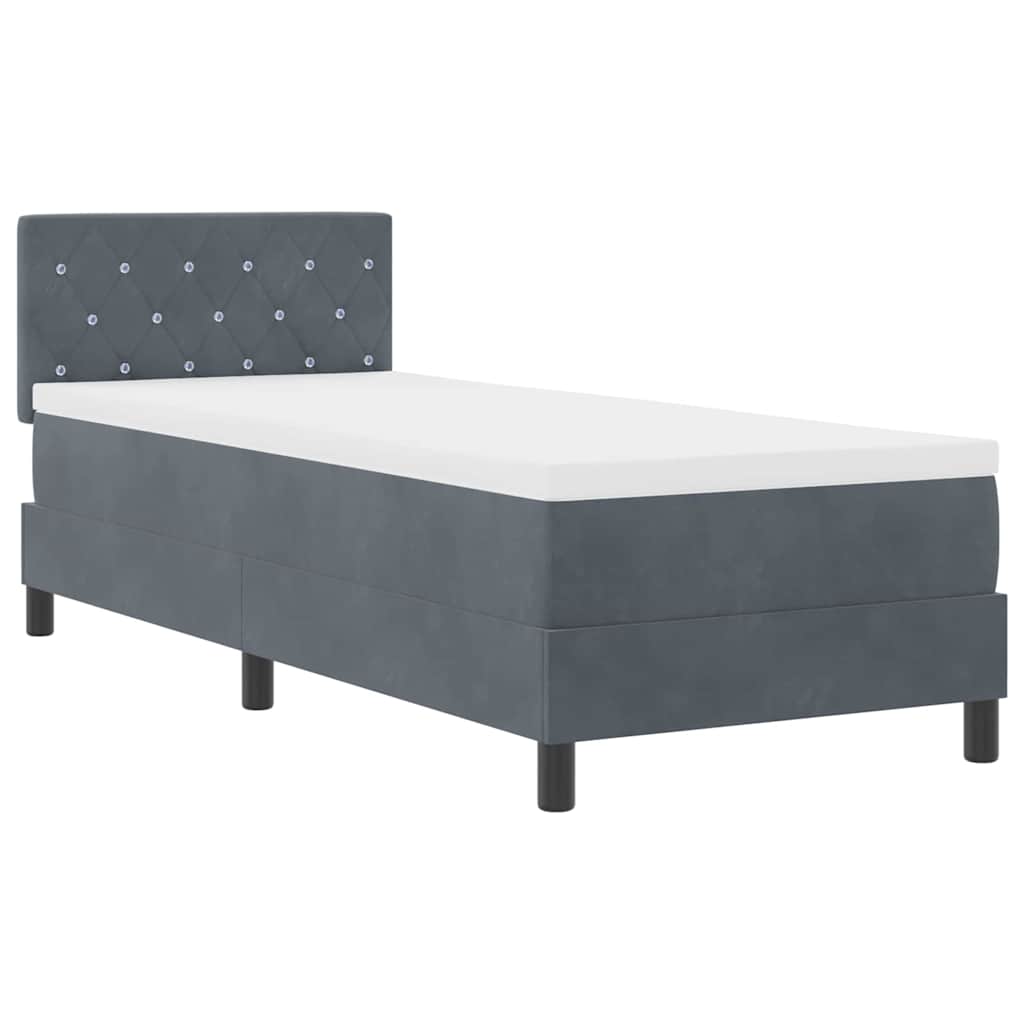 Lit à ressorts avec matelas Gris foncé 80 x 200 cm tissu - XIOS