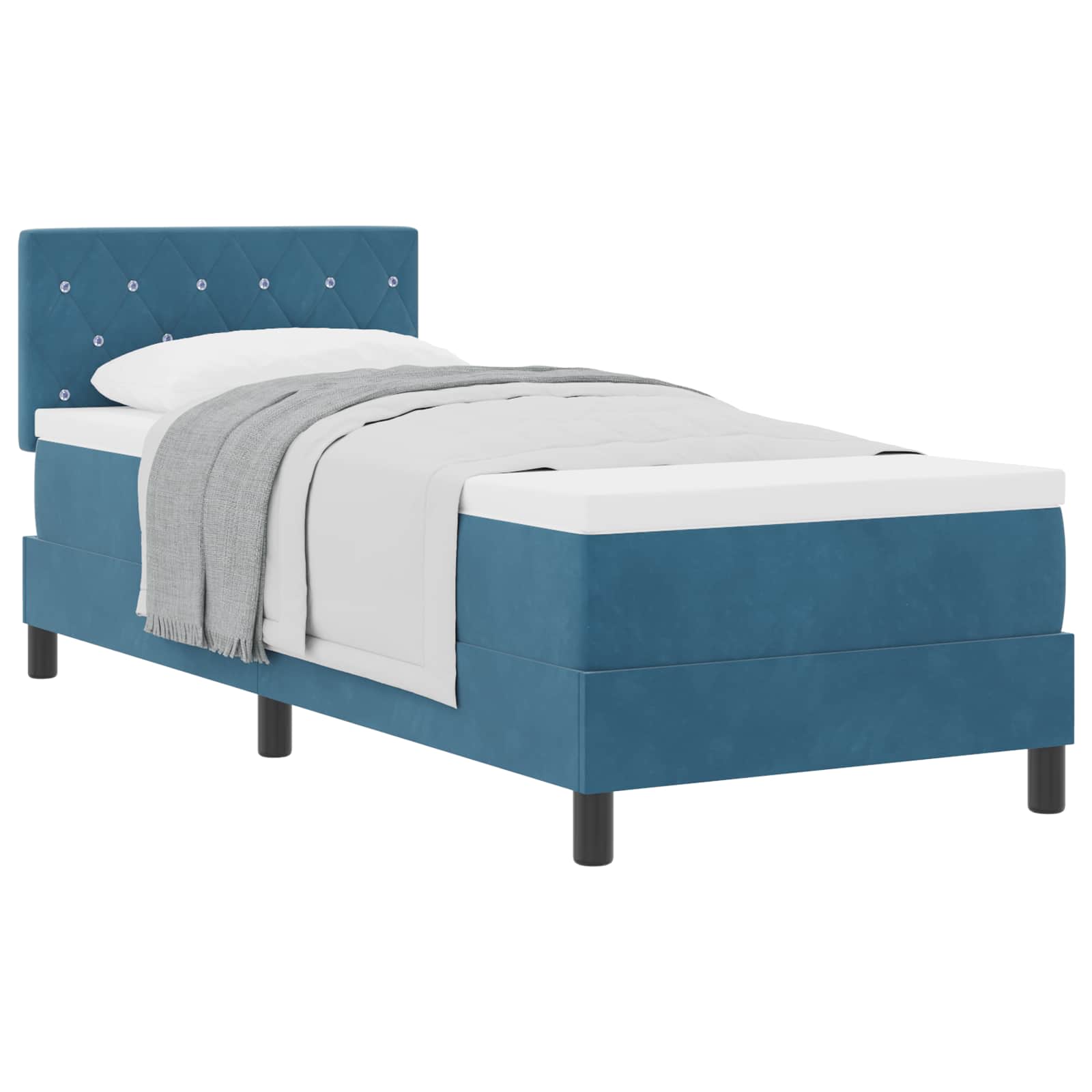 Lit à ressorts avec matelas Bleu foncé 80 x 200 cm Velours - XIOS