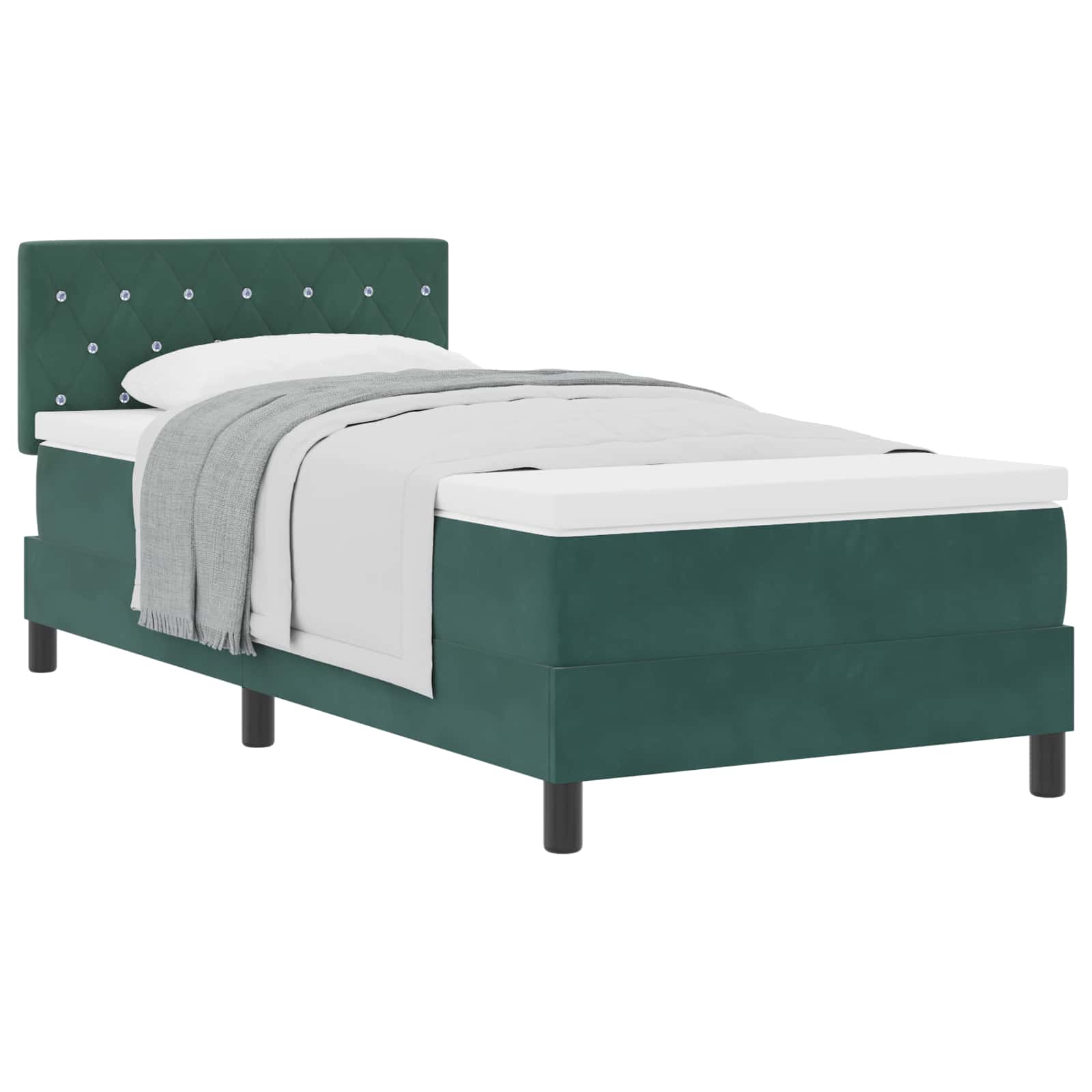 Lit à ressorts avec matelas Vert foncé 90 x 190 cm Velours - XIOS