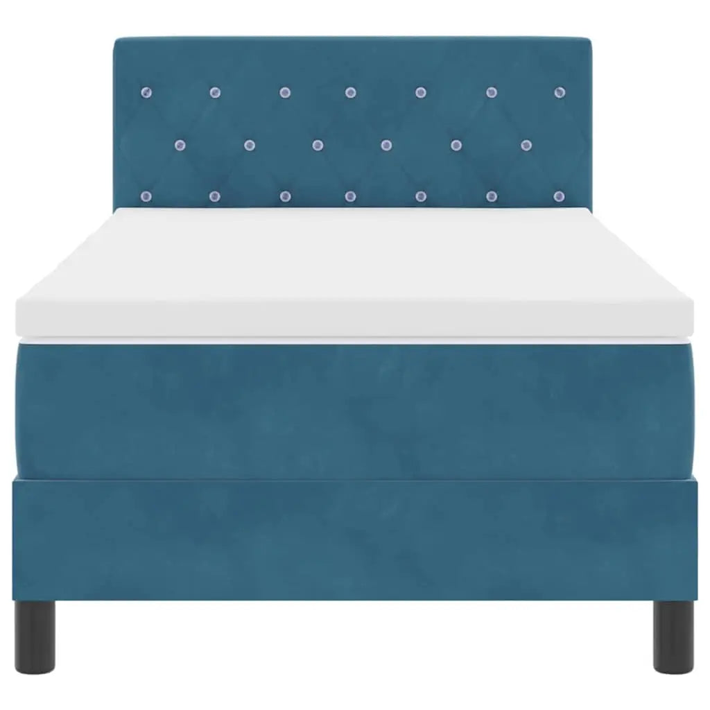 Lit à ressorts avec matelas Bleu foncé 90 x 190 cm Velours - XIOS