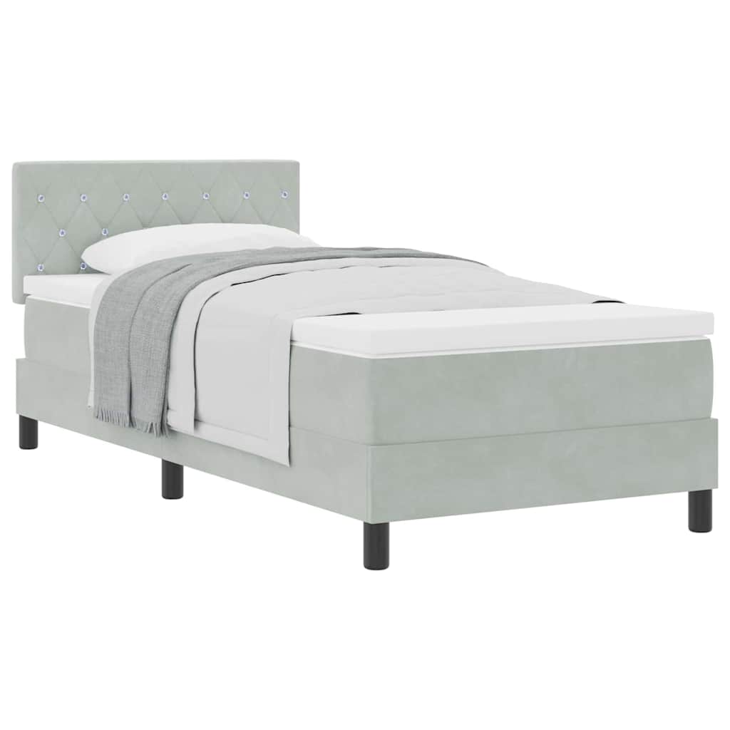 Lit à ressorts avec matelas Gris clair 90 x 200 cm tissu - XIOS
