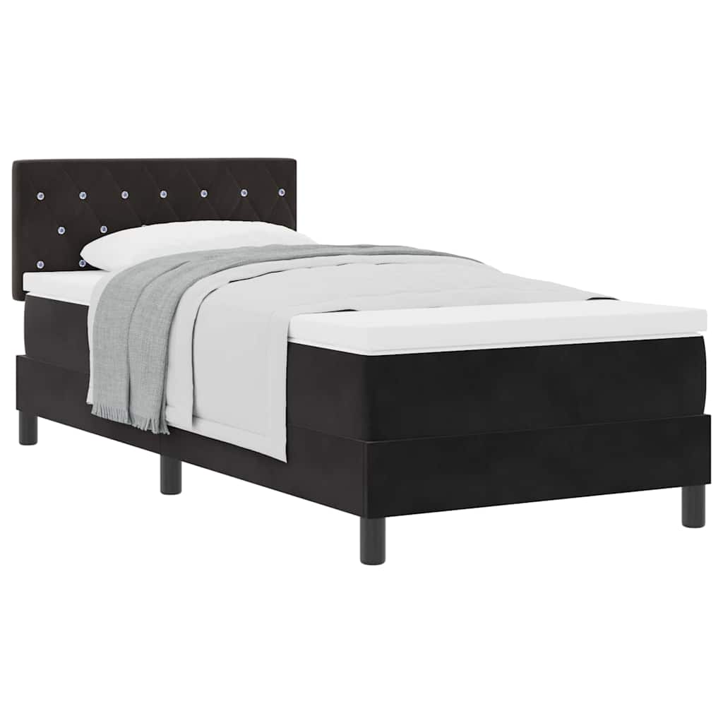 Lit à ressorts avec matelas avec matelas Noir 90 x 200 cm tissu - XIOS