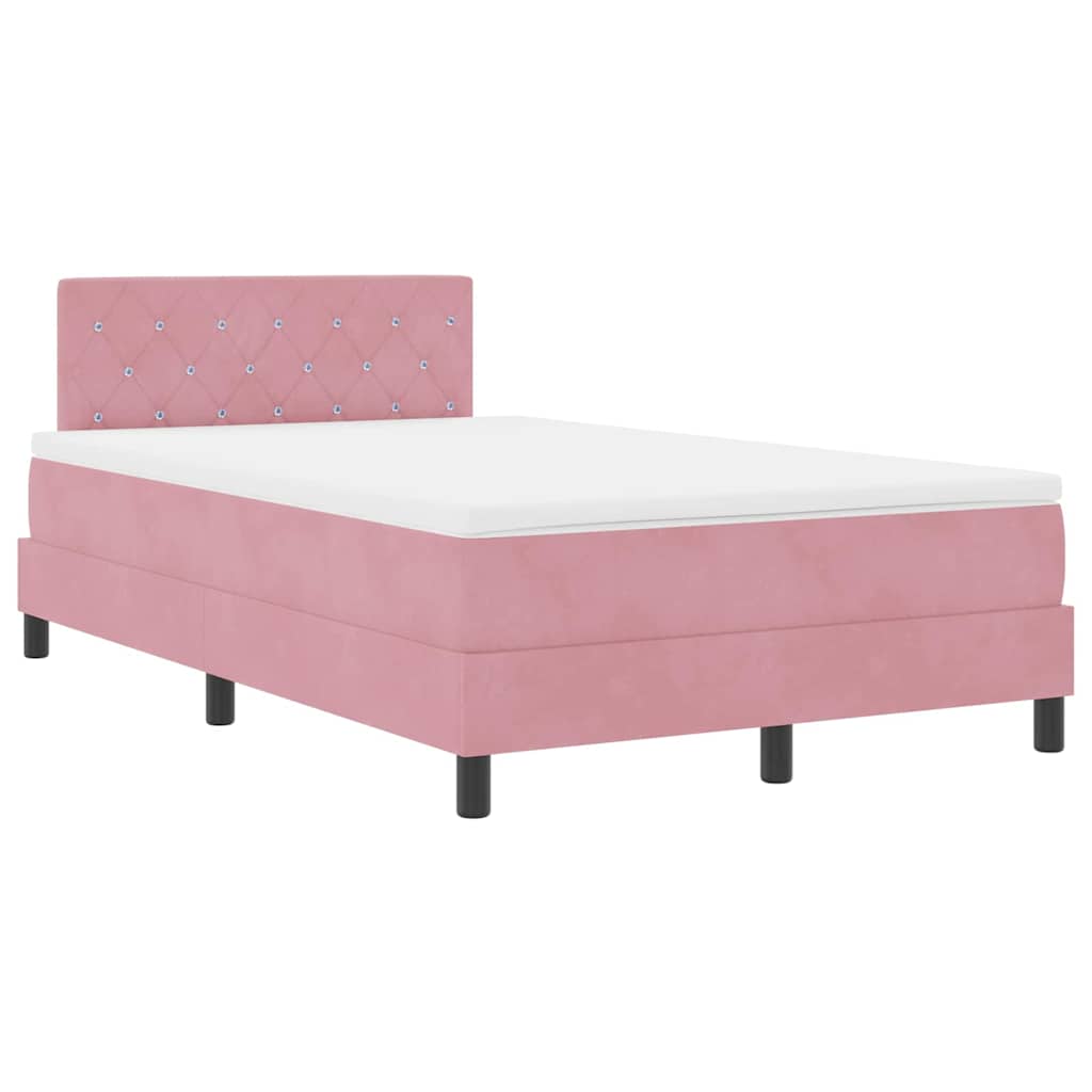 Lit à ressorts avec matelas Rose 120 x 190 cm Velours