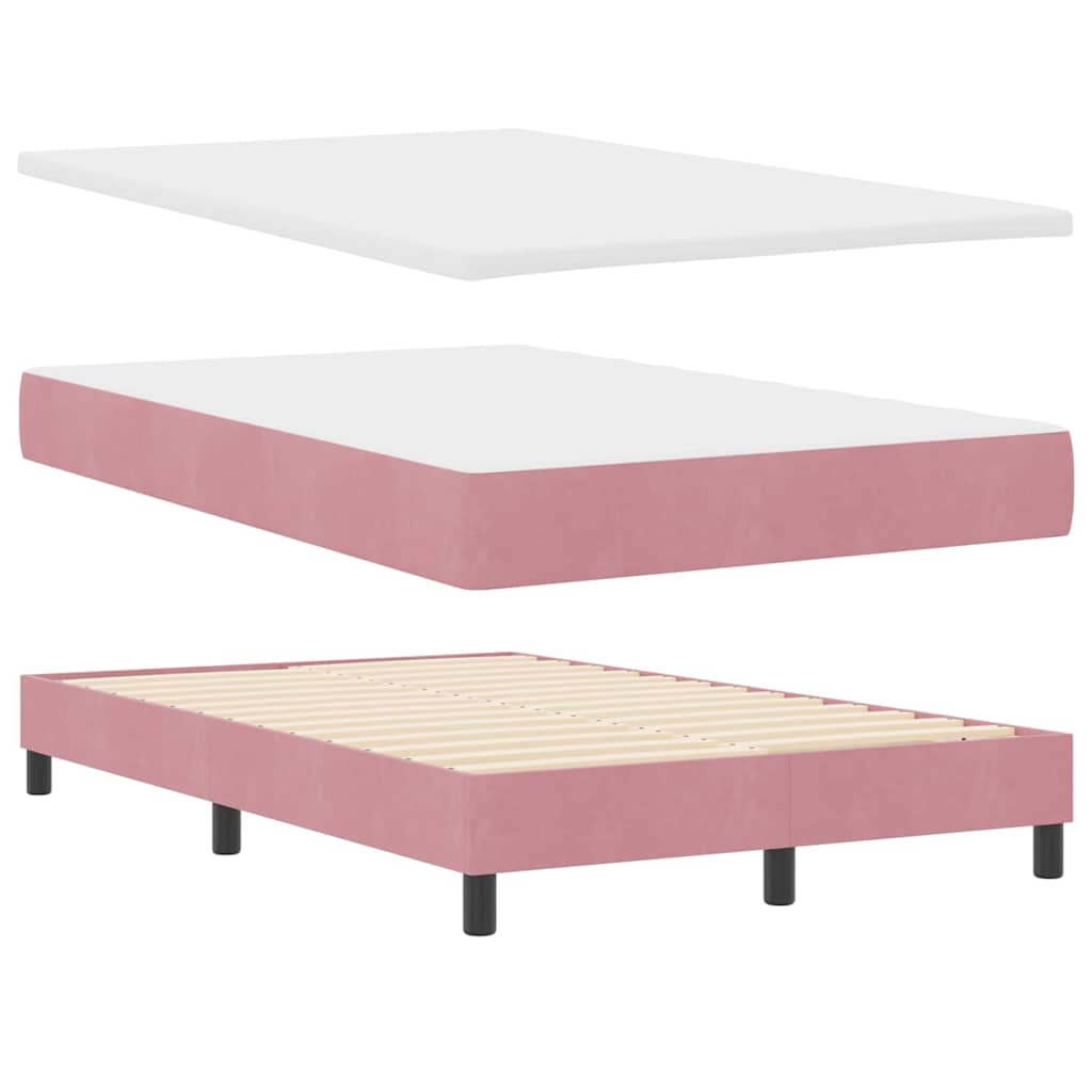 Lit à ressorts avec matelas Rose 120 x 190 cm Velours