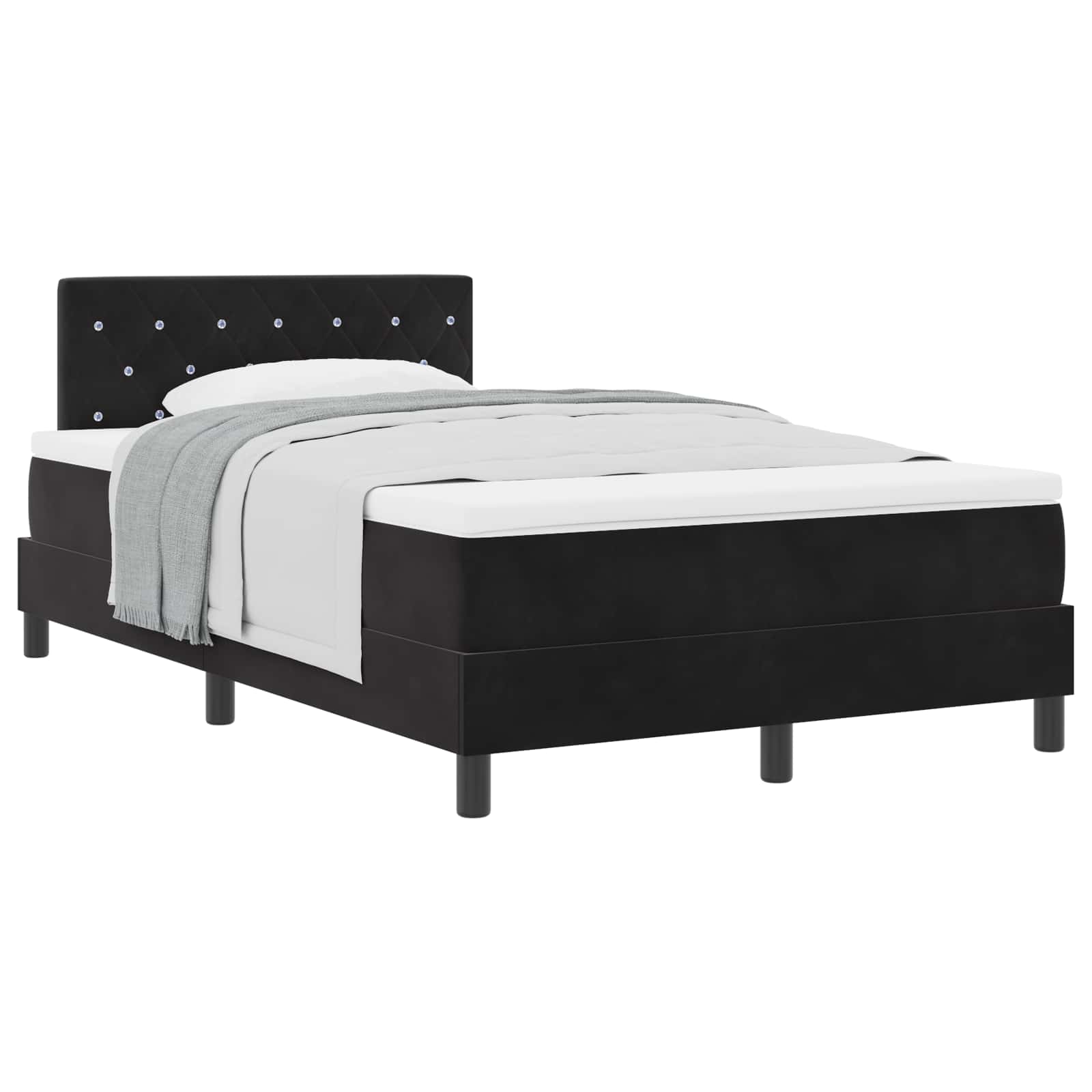 Lit à ressorts avec matelas Noir 120 x 200 cm Velours - XIOS