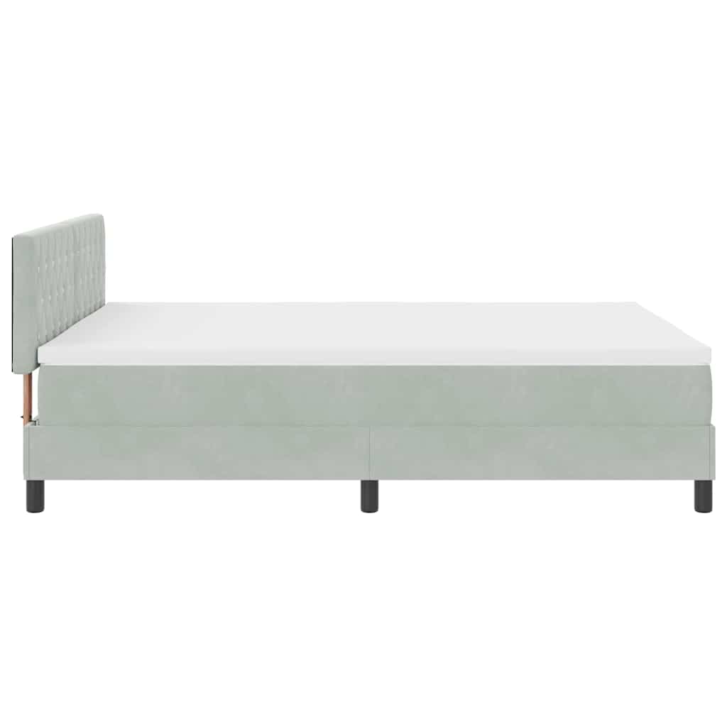 Lit à ressorts avec matelas Gris clair 140 x 190 cm Velours
