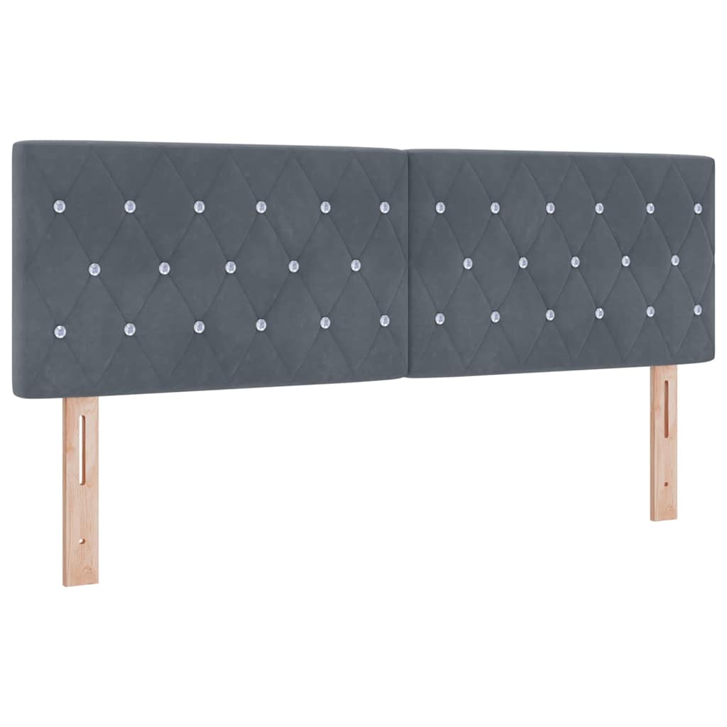 Lit à ressorts avec matelas Gris foncé 140 x 190 cm Velours