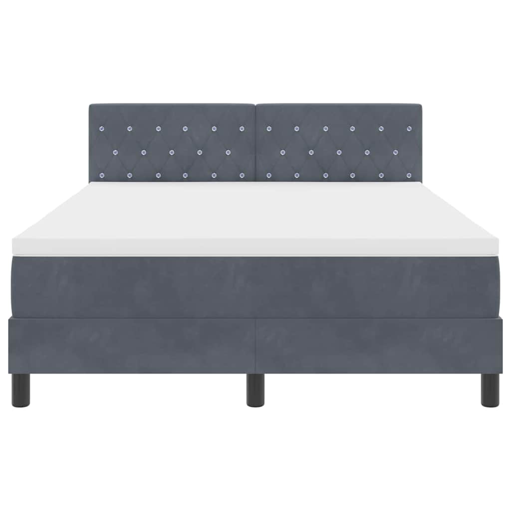 Lit à ressorts avec matelas Gris foncé 140 x 200 cm Velours
