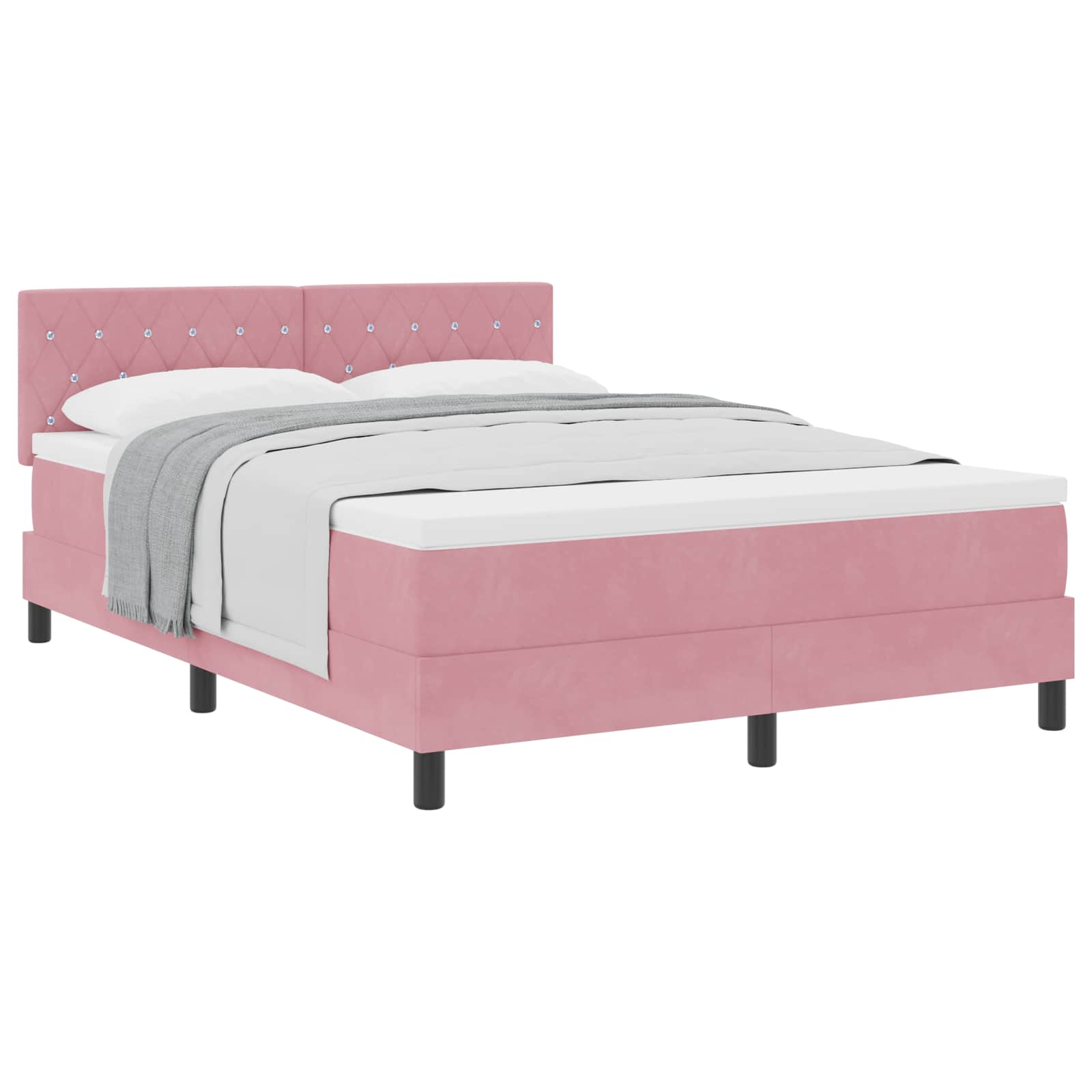 Lit à ressorts avec matelas Rose 160 x 200 cm Velours