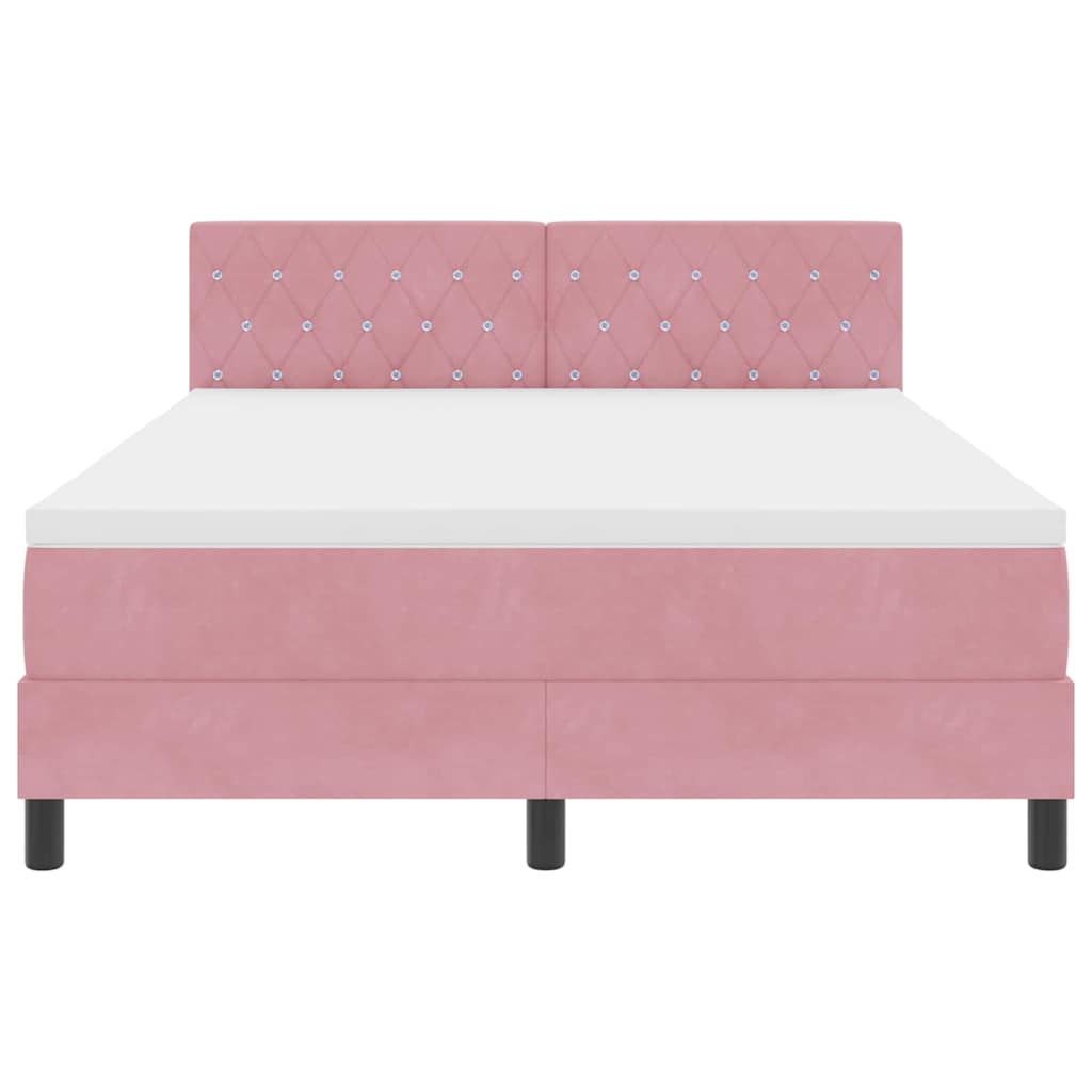 Lit à ressorts avec matelas Rose 160 x 200 cm Velours
