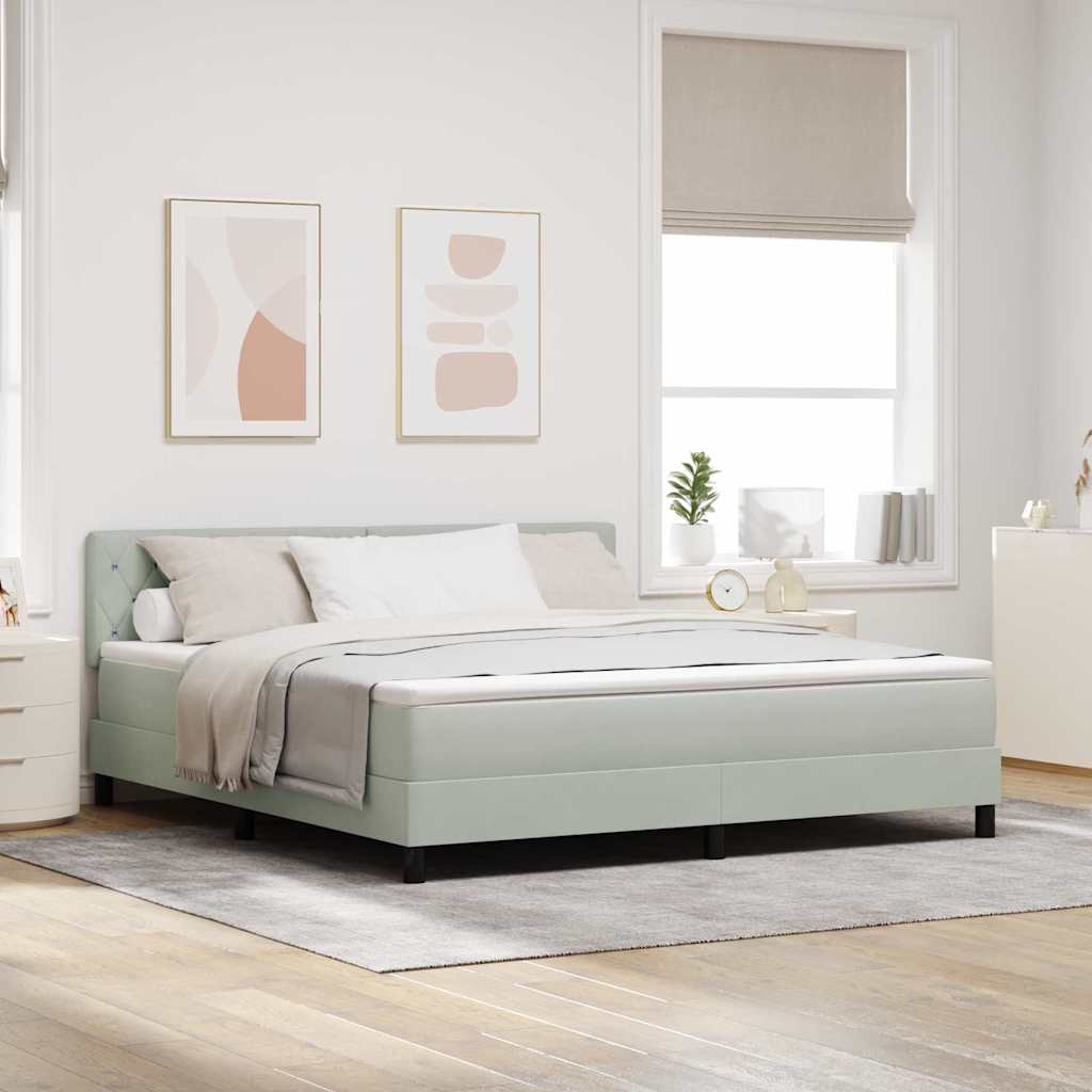 Lit à ressorts avec matelas Gris clair 180 x 200 cm Velours