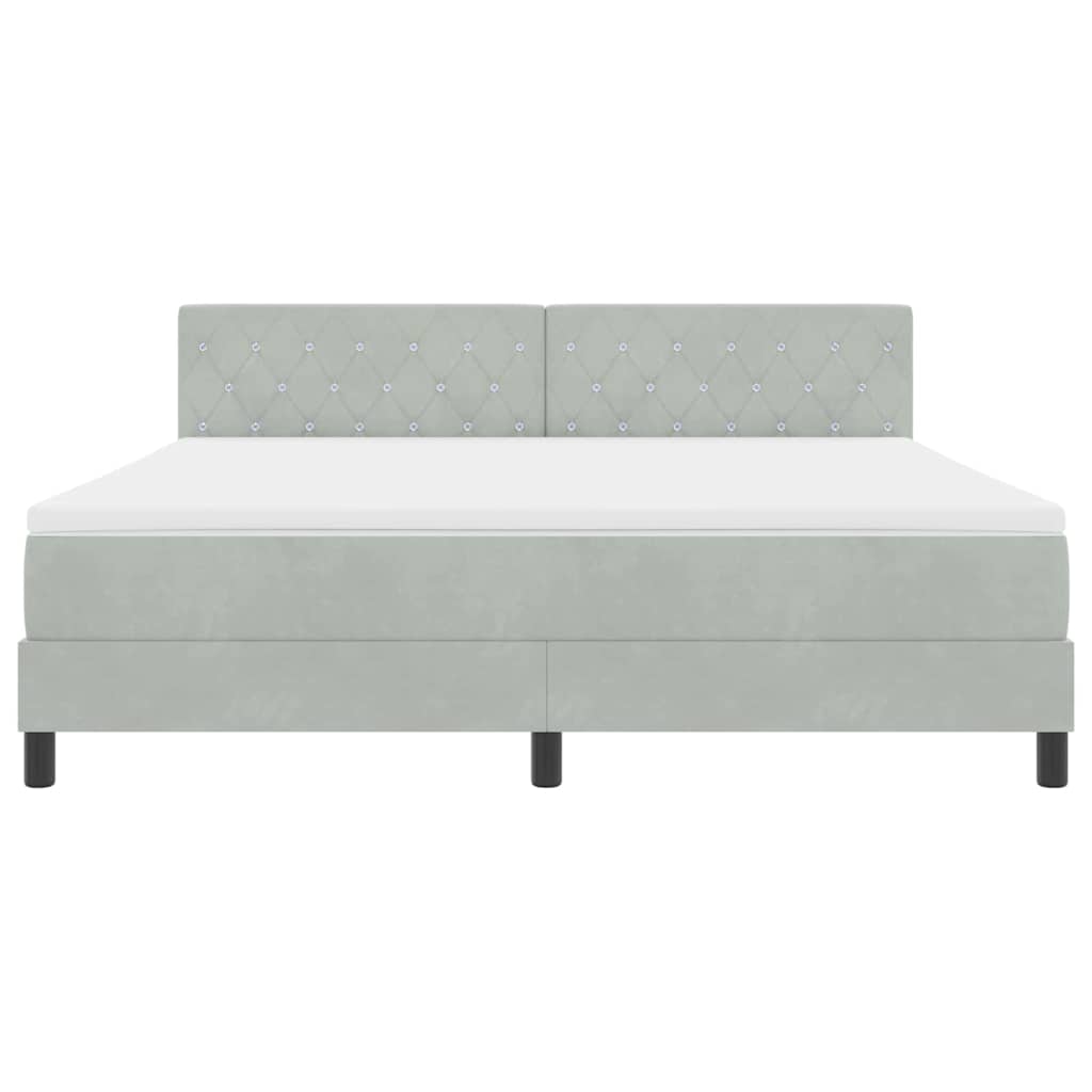 Lit à ressorts avec matelas Gris clair 180 x 200 cm Velours