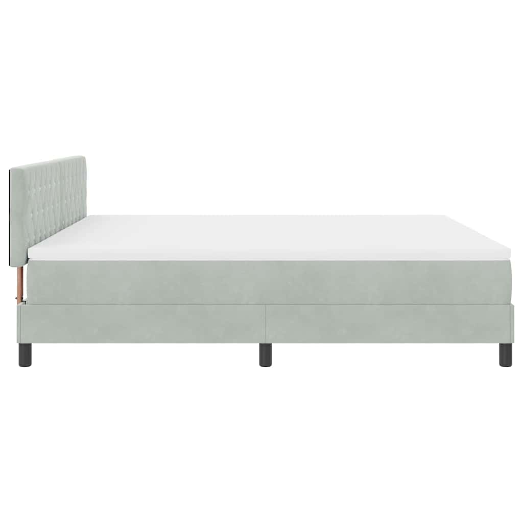Lit à ressorts avec matelas Gris clair 180 x 200 cm Velours