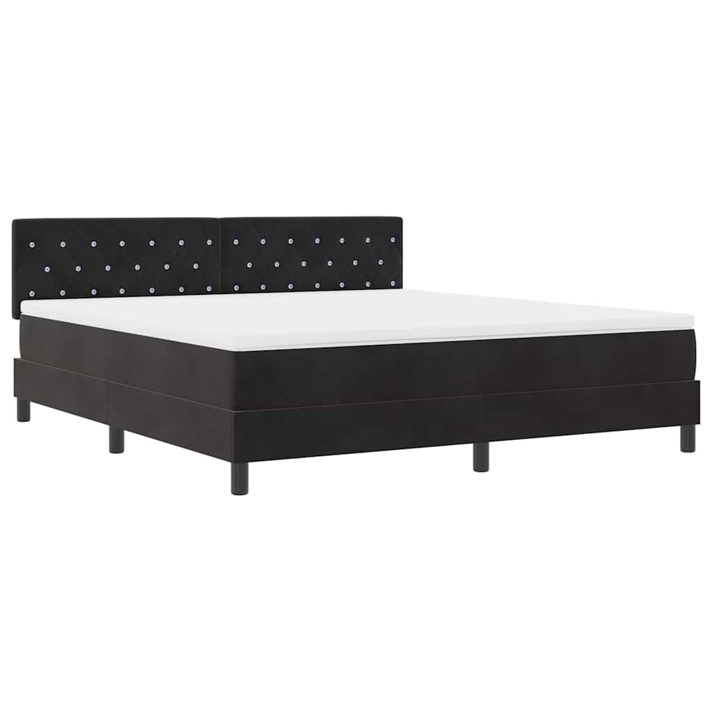Lit à ressorts avec matelas Noir 180 x 200 cm Velours