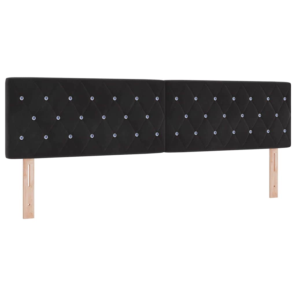 Lit à ressorts avec matelas Noir 180 x 200 cm Velours