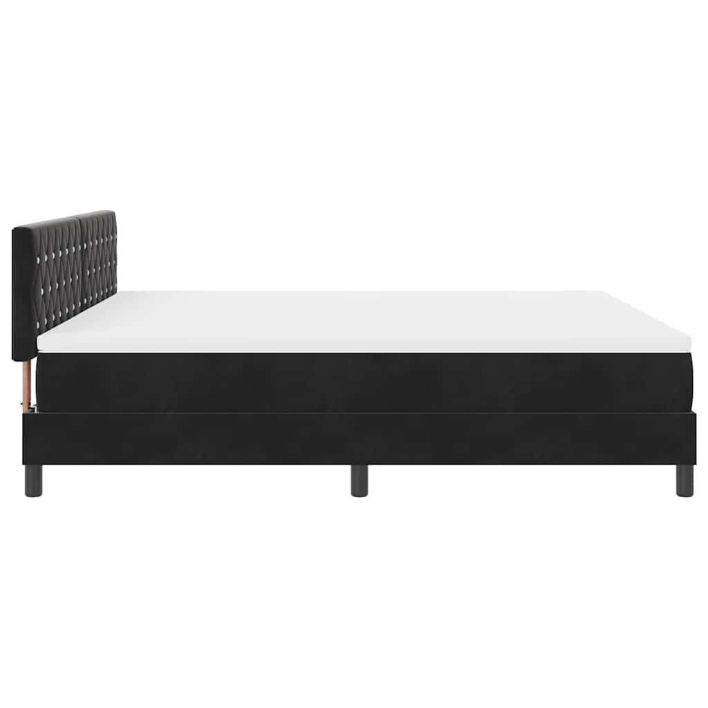 Lit à ressorts avec matelas Noir 180 x 200 cm Velours