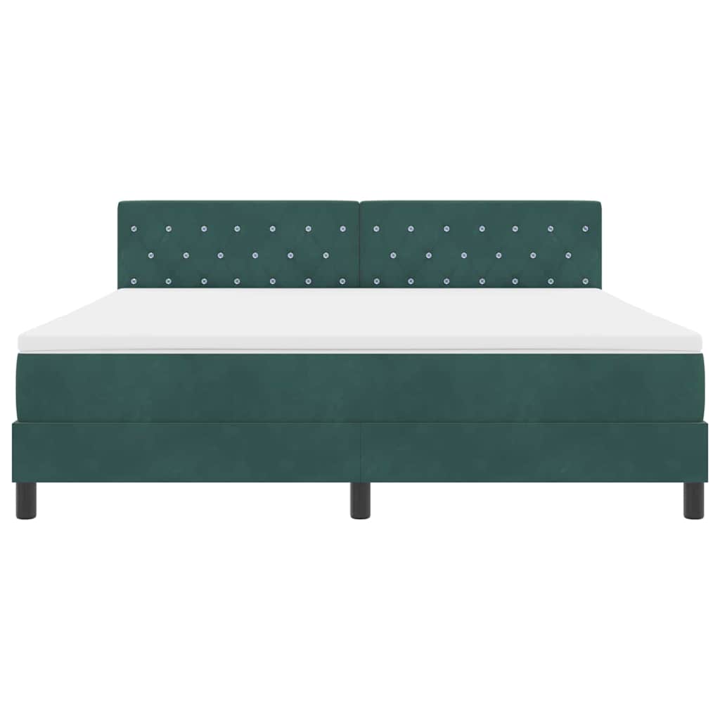 Lit à ressorts avec matelas Vert foncé 180 x 200 cm Velours